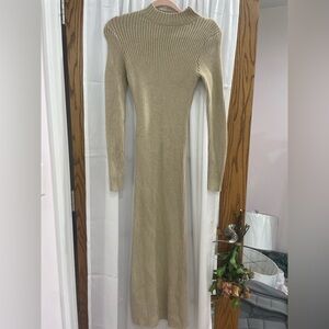 cream fitted sweater dress